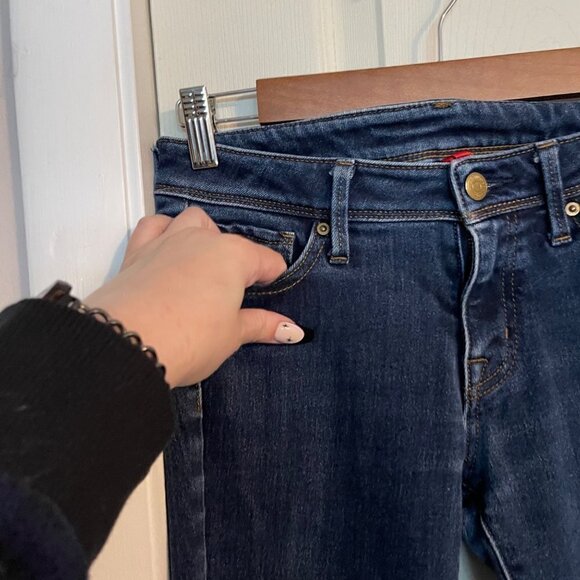 Uniqlo Womens Blue Dark Wash Low Rise Y2K Slim Straight Ankle Jeans Size 6 - Picture 4 of 8